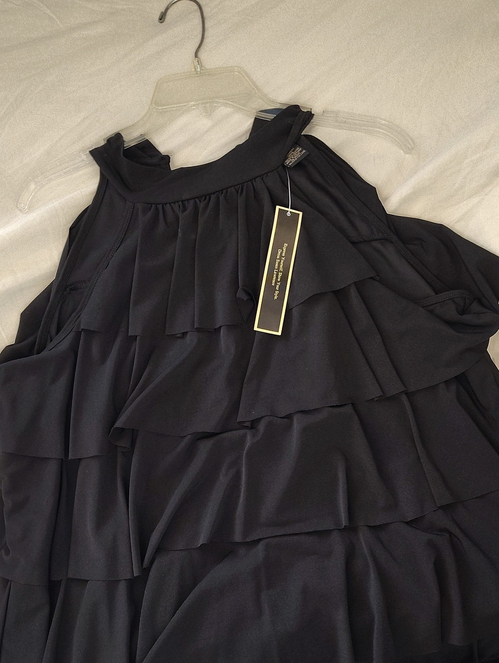 Susan Lawrence Black Layered Ruffle Dress